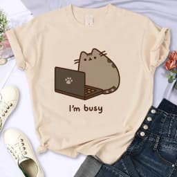 Y2k 90s Cute Cat Shirt Women Funny Cartoon T Shirt Harajuku Graphic Ulzzang T-shirt Aesthetic Tshirt Top Tee Female T-shirts