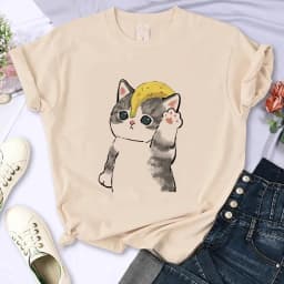 Y2k 90s Cute Cat Shirt Women Funny Cartoon T Shirt Harajuku Graphic Ulzzang T-shirt Aesthetic Tshirt Top Tee Female T-shirts