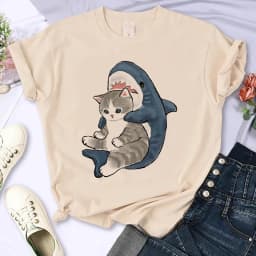 Y2k 90s Cute Cat Shirt Women Funny Cartoon T Shirt Harajuku Graphic Ulzzang T-shirt Aesthetic Tshirt Top Tee Female T-shirts