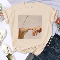 Y2k 90s Cute Cat Shirt Women Funny Cartoon T Shirt Harajuku Graphic Ulzzang T-shirt Aesthetic Tshirt Top Tee Female T-shirts