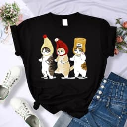 Y2k 90s Cute Cat Shirt Women Funny Cartoon T Shirt Harajuku Graphic Ulzzang T-shirt Aesthetic Tshirt Top Tee Female T-shirts