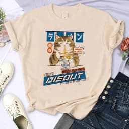 Y2k 90s Cute Cat Shirt Women Funny Cartoon T Shirt Harajuku Graphic Ulzzang T-shirt Aesthetic Tshirt Top Tee Female T-shirts