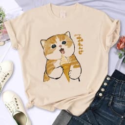 Y2k 90s Cute Cat Shirt Women Funny Cartoon T Shirt Harajuku Graphic Ulzzang T-shirt Aesthetic Tshirt Top Tee Female T-shirts