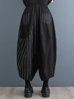Black Vintage Patchwork Striped High Waist Wide Leg Pants Women New Loose Casual Ladies Trousers Fashion Streetwear Summer 2026