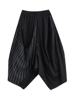 Black Vintage Patchwork Striped High Waist Wide Leg Pants Women New Loose Casual Ladies Trousers Fashion Streetwear Summer 2026