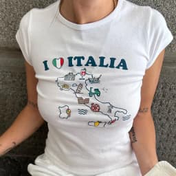 I Love Italy Letters Cartoon Print Gothic Grunge Harajuku Short Sleeve Crop Tops Summer Women T-shirt Baby Tee Slim Y2k Clothes