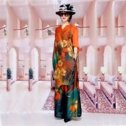 2023 Spring/Summer New Fashion Set Large Size Temperament Printed Silk Mulberry Silk Top Women Wide Leg Printed Covering Belly