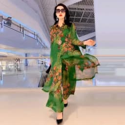2023 Spring/Summer New Fashion Set Large Size Temperament Printed Silk Mulberry Silk Top Women Wide Leg Printed Covering Belly