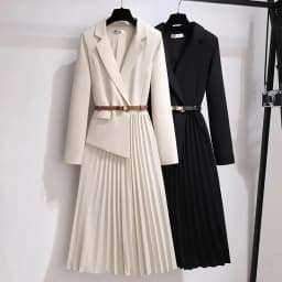 Spring Autumn Women's Dresses 2026 New Fashion Suit Collar Stitching Fake Two-Piece Elegant Lady Office Long Dress Vestidos