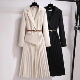 Spring Autumn Women's Dresses 2026 New Fashion Suit Collar Stitching Fake Two-Piece Elegant Lady Office Long Dress Vestidos