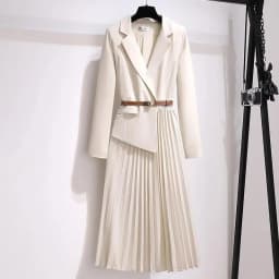 Spring Autumn Women's Dresses 2026 New Fashion Suit Collar Stitching Fake Two-Piece Elegant Lady Office Long Dress Vestidos