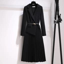 Spring Autumn Women's Dresses 2026 New Fashion Suit Collar Stitching Fake Two-Piece Elegant Lady Office Long Dress Vestidos