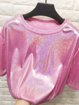 New summer retro style stylish bright silk woman tops shiny loose short sleeve t-shirt sexy club aesthetic harajuku women tshirt