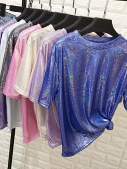 New summer retro style stylish bright silk woman tops shiny loose short sleeve t-shirt sexy club aesthetic harajuku women tshirt