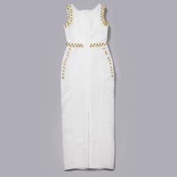 2023 New Women Sexy Diamond Embellished Bodycon Long Bandage Dress Elegant Rayon Backless Sleeveless Party Dress