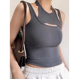 Asymmetrical Crop Top y2k E-girl Hollow Out Knitted Corset Top Sleeveless O Neck Mini Vest Basic Casual Sporty  Summer
