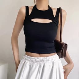 Asymmetrical Crop Top y2k E-girl Hollow Out Knitted Corset Top Sleeveless O Neck Mini Vest Basic Casual Sporty  Summer