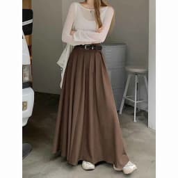 Elegant Belt Ankle Length Skirts Women Autumn Korean High Waist Solid A Line Skirts Fashion Chic All Match Pleated Long Skirts