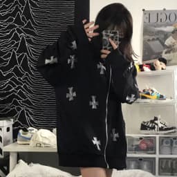 Gothic Cross Printing Streetwear Winter Warm Two Piece Set Women Tracksuit Autumn Hoodies+pants Fashion Outfits Sweatsuit 2021