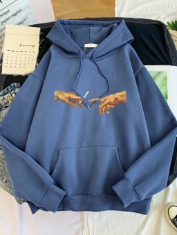 Hoodies Women's Two Hands And a Cigarette Graphic Print Hoodiest Thirteen Colors Harajukua Style Casual Top Women Street Style