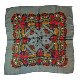 Shiny Thread Floral Print Russian National Scarf Handkerchief Ethnic Shawl Headband Babushka Bandana Square Head Scarf Ukraine