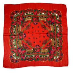 Shiny Thread Floral Print Russian National Scarf Handkerchief Ethnic Shawl Headband Babushka Bandana Square Head Scarf Ukraine