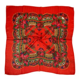 Shiny Thread Floral Print Russian National Scarf Handkerchief Ethnic Shawl Headband Babushka Bandana Square Head Scarf Ukraine