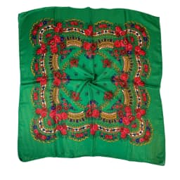 Shiny Thread Floral Print Russian National Scarf Handkerchief Ethnic Shawl Headband Babushka Bandana Square Head Scarf Ukraine