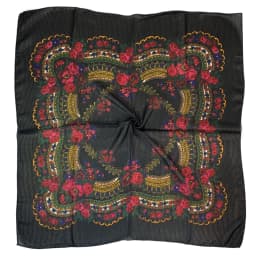 Shiny Thread Floral Print Russian National Scarf Handkerchief Ethnic Shawl Headband Babushka Bandana Square Head Scarf Ukraine