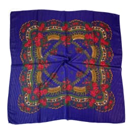 Shiny Thread Floral Print Russian National Scarf Handkerchief Ethnic Shawl Headband Babushka Bandana Square Head Scarf Ukraine
