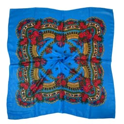 Shiny Thread Floral Print Russian National Scarf Handkerchief Ethnic Shawl Headband Babushka Bandana Square Head Scarf Ukraine