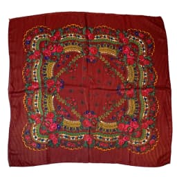 Shiny Thread Floral Print Russian National Scarf Handkerchief Ethnic Shawl Headband Babushka Bandana Square Head Scarf Ukraine