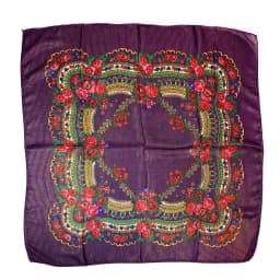 Shiny Thread Floral Print Russian National Scarf Handkerchief Ethnic Shawl Headband Babushka Bandana Square Head Scarf Ukraine