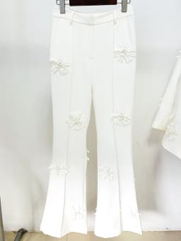 HIGH STREET Newest 2026 Designer Fashion Trousers Women Flowers Appliques Pants