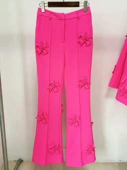 HIGH STREET Newest 2026 Designer Fashion Trousers Women Flowers Appliques Pants