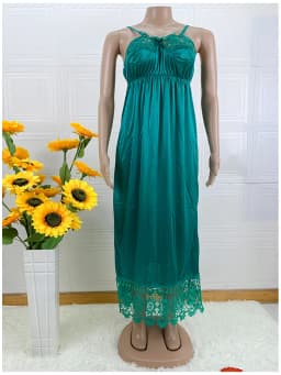 Latest African Women Sexy Elegant Lace Embroidery Pajamas Silk Comfortable Sexy Nightdress Suspender Skirt Length Stretch Dress