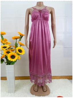 Latest African Women Sexy Elegant Lace Embroidery Pajamas Silk Comfortable Sexy Nightdress Suspender Skirt Length Stretch Dress