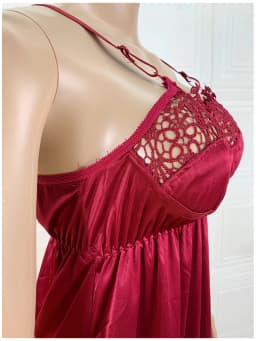 Latest African Women Sexy Elegant Lace Embroidery Pajamas Silk Comfortable Sexy Nightdress Suspender Skirt Length Stretch Dress
