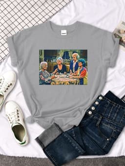 Short Sleeve T Shirt The Golden Girls Dinner Printing Woman T-Shirts Harajuku Vintage Women Tshirt O-neck Hip Hop Women's Shirts