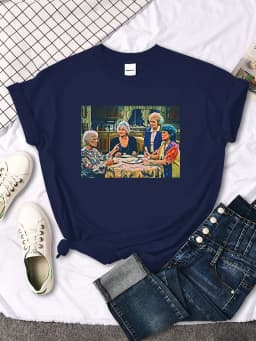 Short Sleeve T Shirt The Golden Girls Dinner Printing Woman T-Shirts Harajuku Vintage Women Tshirt O-neck Hip Hop Women's Shirts
