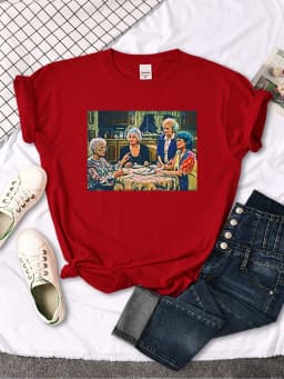 Short Sleeve T Shirt The Golden Girls Dinner Printing Woman T-Shirts Harajuku Vintage Women Tshirt O-neck Hip Hop Women's Shirts