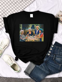 Short Sleeve T Shirt The Golden Girls Dinner Printing Woman T-Shirts Harajuku Vintage Women Tshirt O-neck Hip Hop Women's Shirts