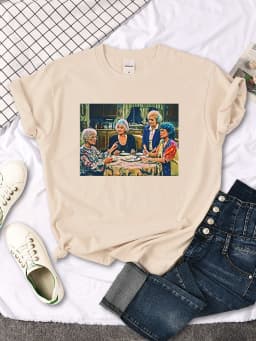 Short Sleeve T Shirt The Golden Girls Dinner Printing Woman T-Shirts Harajuku Vintage Women Tshirt O-neck Hip Hop Women's Shirts