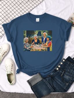 Short Sleeve T Shirt The Golden Girls Dinner Printing Woman T-Shirts Harajuku Vintage Women Tshirt O-neck Hip Hop Women's Shirts