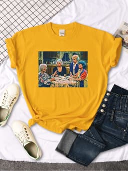 Short Sleeve T Shirt The Golden Girls Dinner Printing Woman T-Shirts Harajuku Vintage Women Tshirt O-neck Hip Hop Women's Shirts