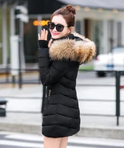 Autumn Female Middle Length Jacket Coat Women Fake Fur Collar Parkas Woman Slim Cotton Padded Jacket S-3XL Winter Jacket