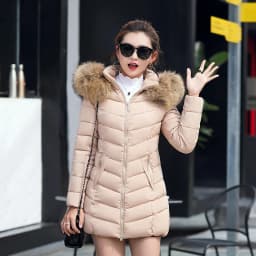 Autumn Female Middle Length Jacket Coat Women Fake Fur Collar Parkas Woman Slim Cotton Padded Jacket S-3XL Winter Jacket