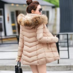 Autumn Female Middle Length Jacket Coat Women Fake Fur Collar Parkas Woman Slim Cotton Padded Jacket S-3XL Winter Jacket