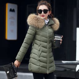 Autumn Female Middle Length Jacket Coat Women Fake Fur Collar Parkas Woman Slim Cotton Padded Jacket S-3XL Winter Jacket
