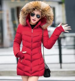 Autumn Female Middle Length Jacket Coat Women Fake Fur Collar Parkas Woman Slim Cotton Padded Jacket S-3XL Winter Jacket